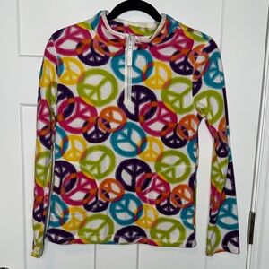 Multi Color Peace Sign Fleece Quarter Zip - 16